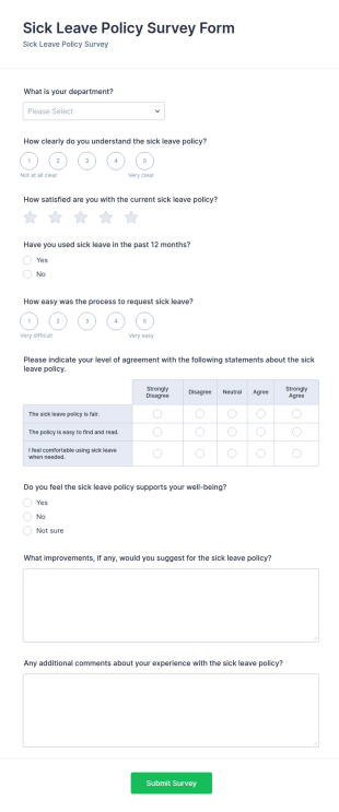Sick Leave Policy Survey Form Template