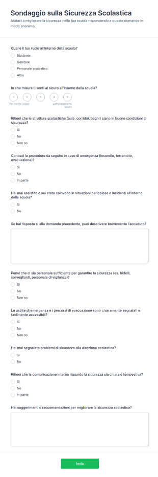 Sicurezza Scuola Questionario