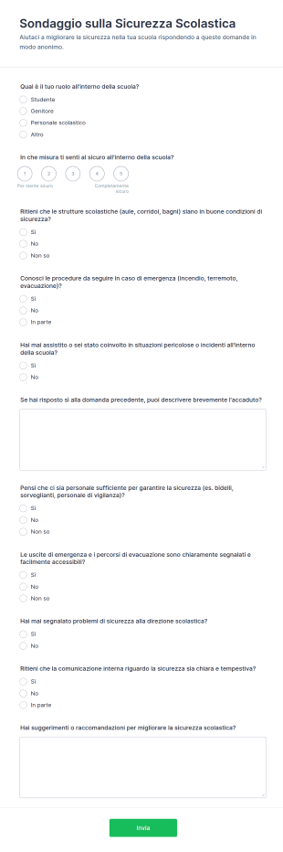 Sicurezza Scuola Questionario