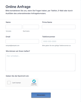 Sidebar Kontaktformular