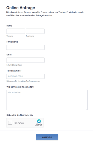 Sidebar Kontaktformular