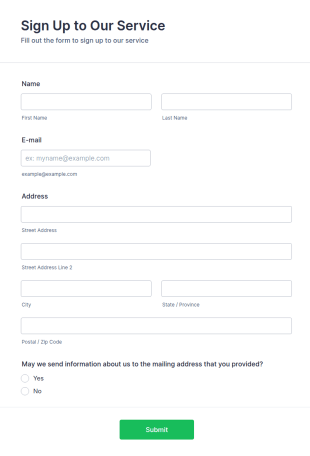 Sign Up Form Template