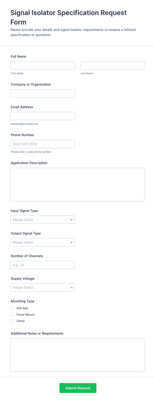 Signal Isolator Specification Request Form Template