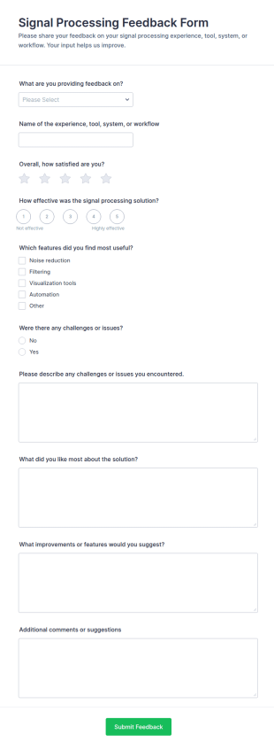 Signal Processing Feedback Form Template