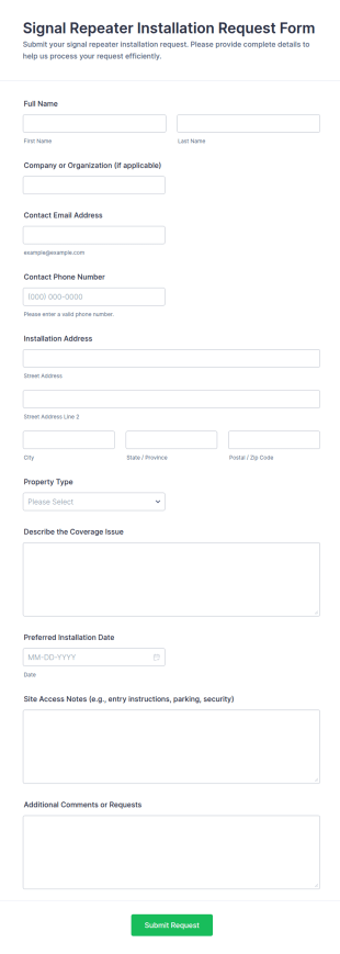 Signal Repeater Installation Request Form Template