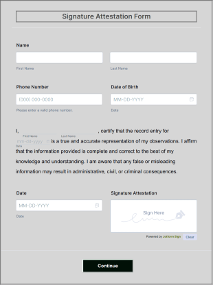 Signature Attestation Form Template