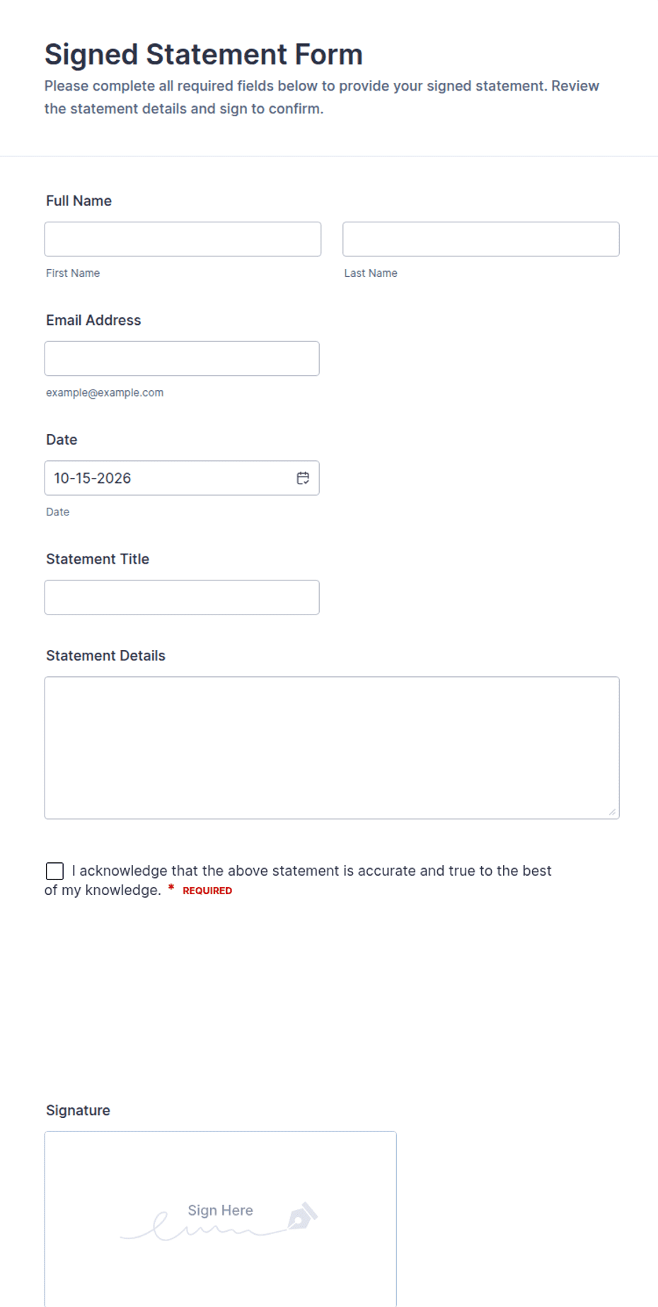 Signed Statement Form Template | Jotform