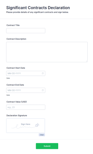 Significant Contracts Declaration Form Template