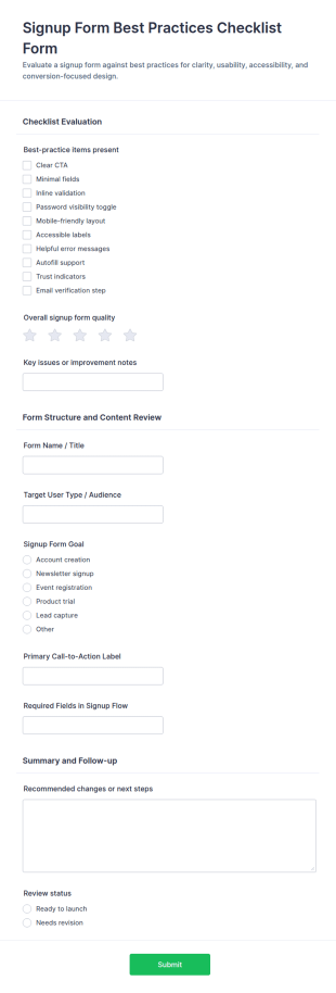 Signup Form Best Practices Checklist