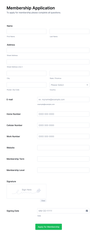 Signup Form Template