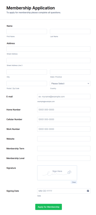Signup Form Template