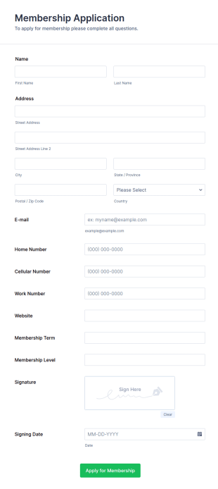 Signup Form Template