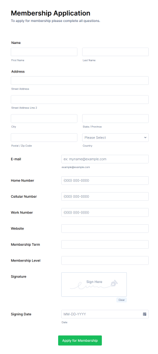 Signup Form Template