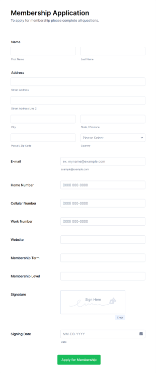 Signup Form Template