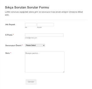 Sıkça Sorulan Sorular Form Template