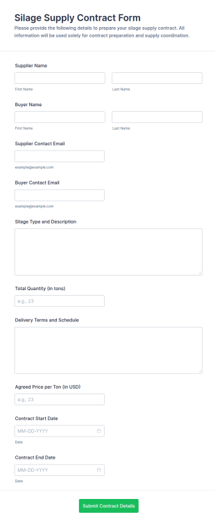 Silage Supply Contract Form Template
