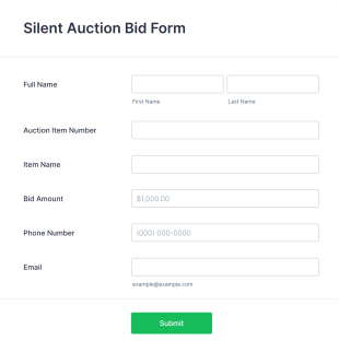 Auction Bid Form Template