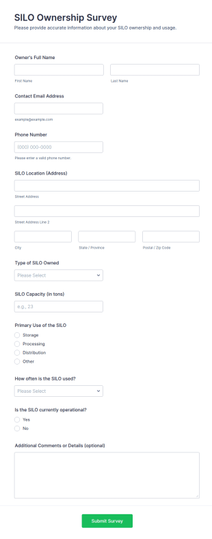 SILO Ownership Survey Form Template