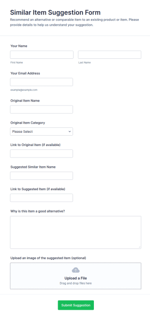 Similar Item Suggestion Form Template