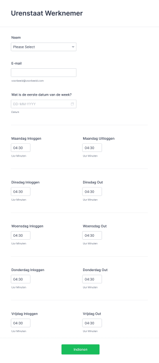 Simpele Uren Registratie