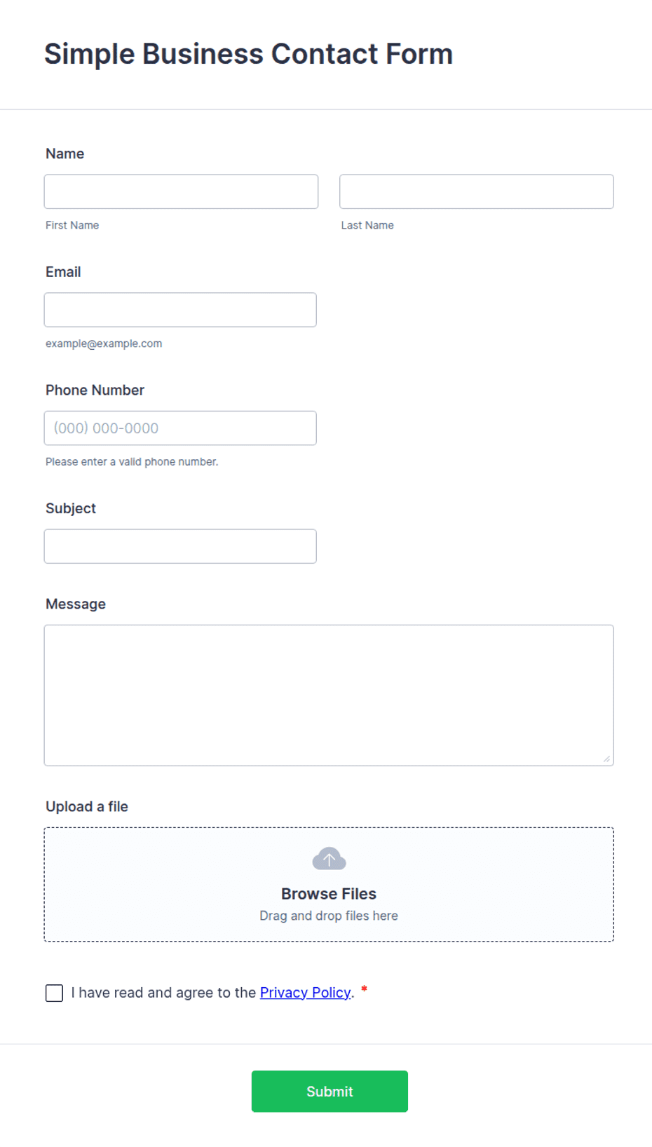 Basic Contact Form.pdf Simple Business Contact Form Template | Jotform