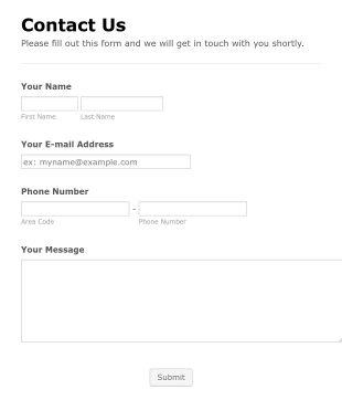 Simple Contact Form Service Form Template