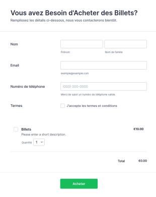 Simple Formulaire D'Achat De Billets