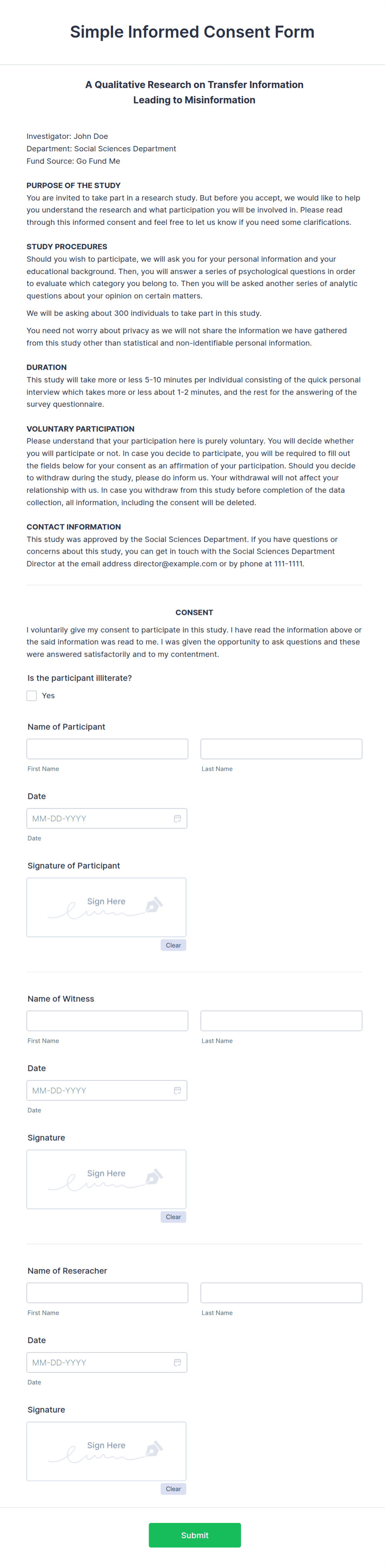 Simple Informed Consent Form Template | Jotform