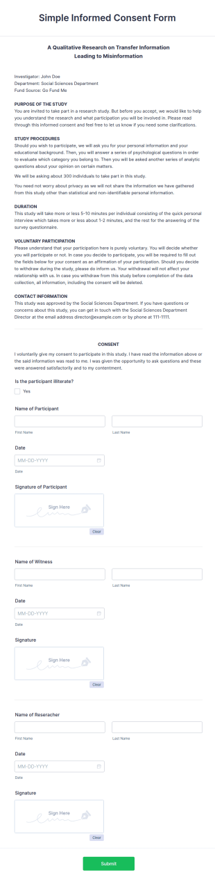 Simple Informed Consent Form Template