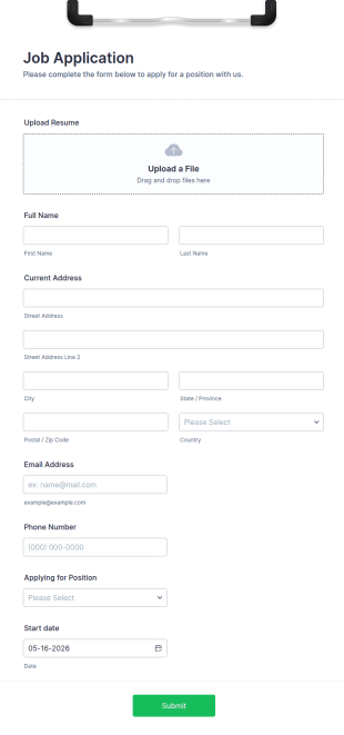 Simple Job Application Form Red And Responsive