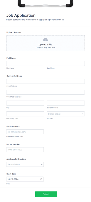 Simple Job Application Form Red And Responsive