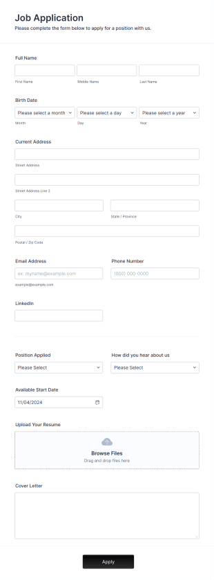 Online Job Application Form Template | Jotform