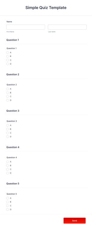 Simple Quiz Template Form Template