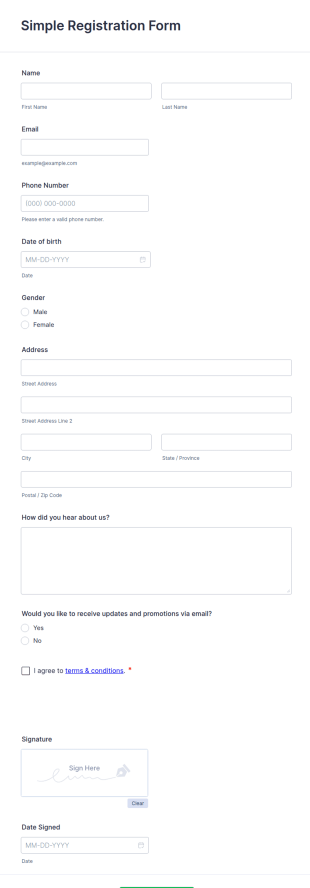 Simple Registration Form Template