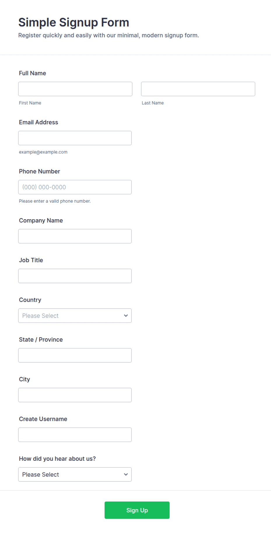 Simple Signup Form Template | Jotform