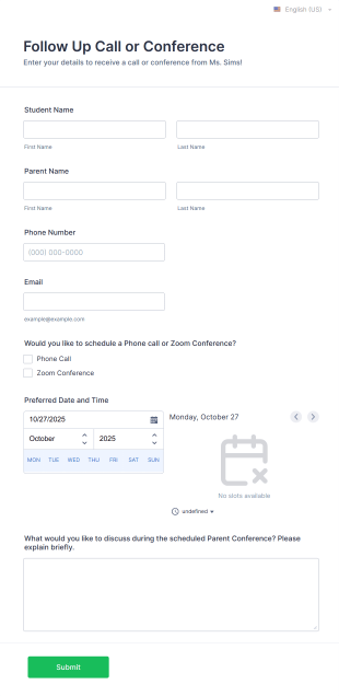 Call Or Conference Request Form Template