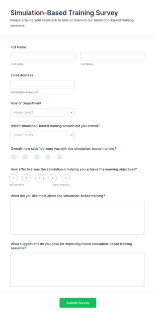 Simulation Based Training Survey Form Template