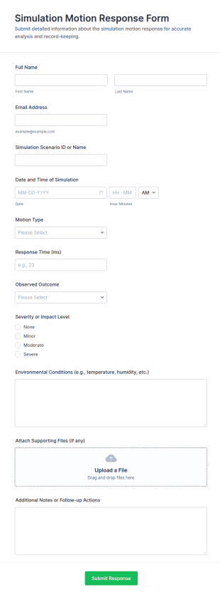 Simulation Motion Response Form Template