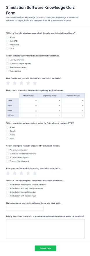 Simulation Software Knowledge Quiz Form Template