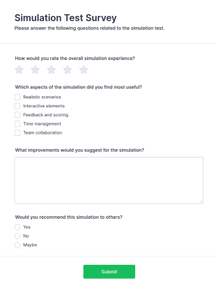 Simulation Test Survey Form Template