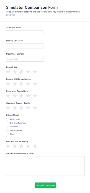 Simulator Comparison Form Template