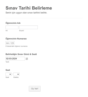 Sınav Tarihi Belirleme Form Template