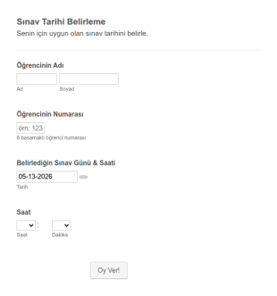 Sınav Tarihi Belirleme Form Şablonu