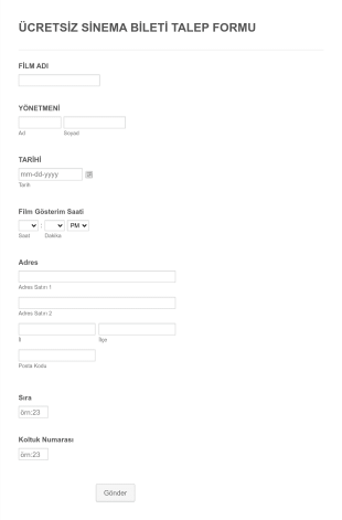 Sinema Bileti Talep Form Template