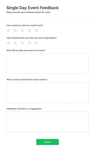 Single Day Event Feedback Form Template