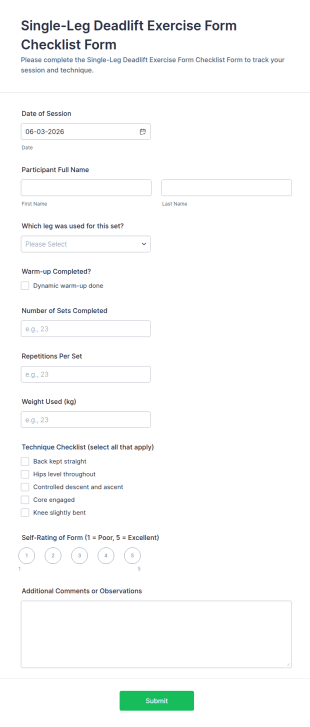 Single Leg Deadlift Exercise Form Checklist