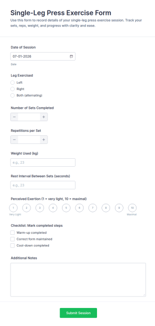 Single Leg Press Exercise Form Checklist