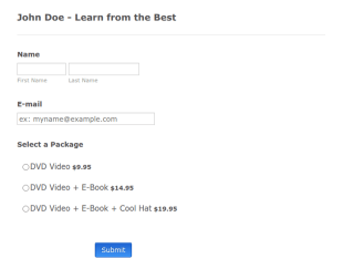 Single Product Multiple Choice Orders Form Template