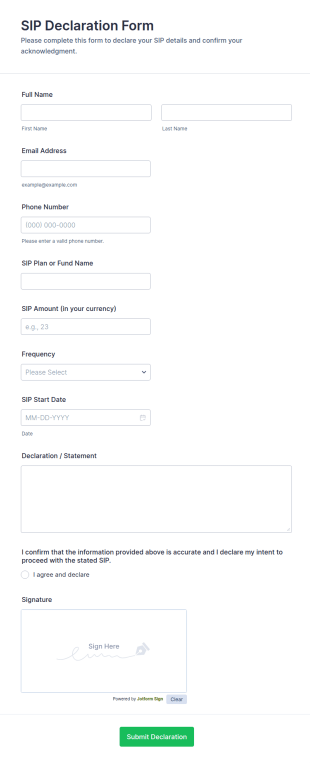 SIP Declaration Form Template