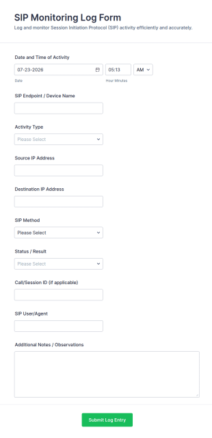 SIP Monitoring Log Form Template